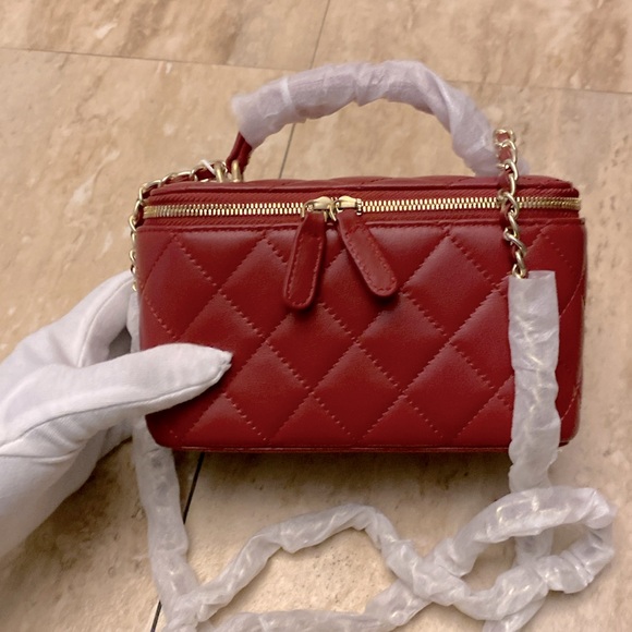 Handbags - X SOLD X Quilted Real Leather Unbranded Small Crossbody Bag-Maroon color